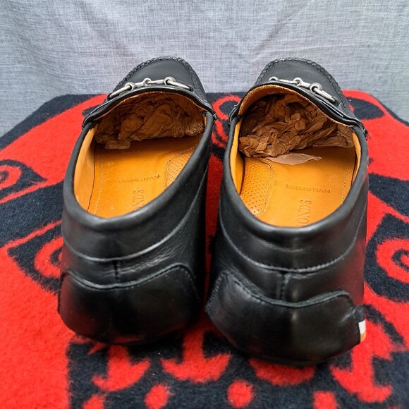 Size 12D Allen Edmonds "SEBASTIAN" Leather BIT Driving Loafers Black - Picture 4 of 13